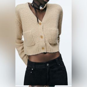 Zara  soft knit crop cardigan size S New With Tags